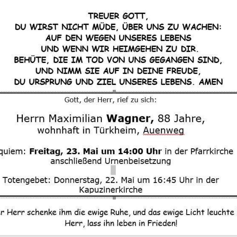 Aushang Wagner Maximilian