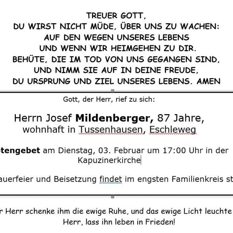 Aushang Mildenberger neu