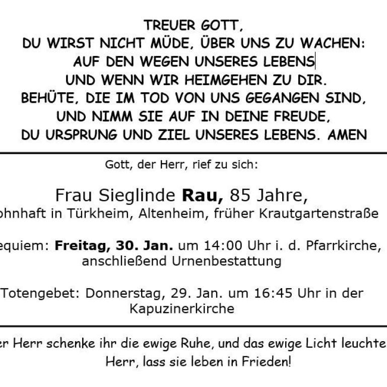 Aushang Rau Sieglinde